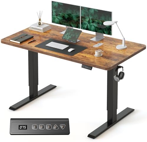 （19:00時点） FEZIBO 昇降デスク 電動 昇降式デスク 幅120cm オフィスワークテーブル スタンディングデスク 高さメモリー機能 上下自動昇降 静音 収納フック付き 衝突検知 机 作業机 テレワーク【幅120 x 奥行き60 x 高さ72-118cm】