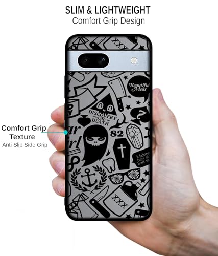 Image of Discover Or Death Design Premium 2D Printed Metal Back Case Cover for Google Pixel 7A 5G, Black