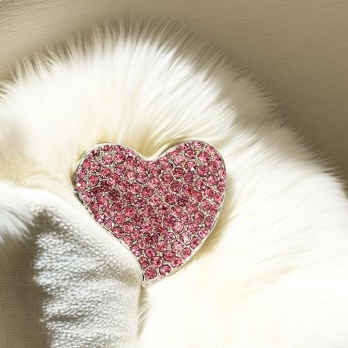 Image of Love Heart Shape Brooch Pin Full Crystal Pink /Red /Coloful Heart Lapel Pin Rhinestone Love Heart Badges for Clothing Bag Hat Fashion Dress Coat Pin Valentine's Day Christmas Gift