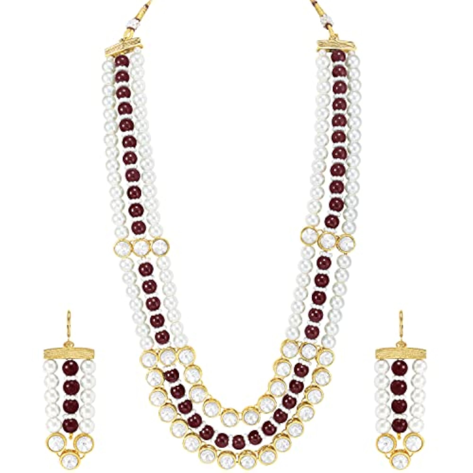 Plated Kundan Long Necklace Earring Set Indian Traditional Jewellery