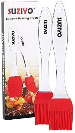 SUZIYO Silicone Basting/Pastry/Grilling/BBQ Brush, Serving for Kitchen Utensil Gadgets, Marinating, Cooking, Baking, Cake Desserts, Steak and More. Set of 2 (Red)