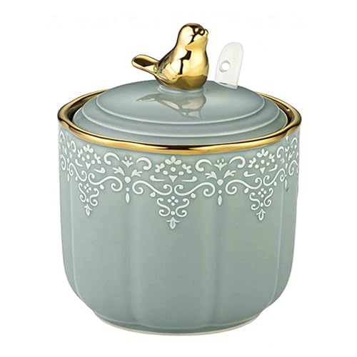 Sucrier avec couvercle et cuillère, 350 ml pour bar à café, sucrier en céramique