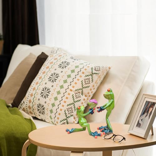 Statuettes de grenouille de bureau en résine aux finitions soignées - 7