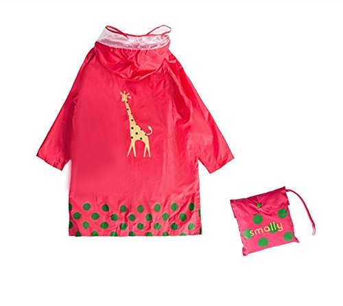 GIM Bambini Pioggia Cappotto Unisex Impermeabile Coprizaino Poncho Giacca Protezione con cappuccio per Ragazze & Ragazzi 3  12 anni (Rosa,M)