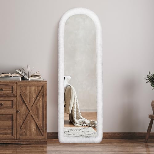 AnorTrek Fluffy Mirror Cover for Arched & Full-Length Mirrors (59"x16") – Stretch Fabric, Non-Slip Backing, Decorative Protector – Soft & Durable Décor (Mirror Not Included)