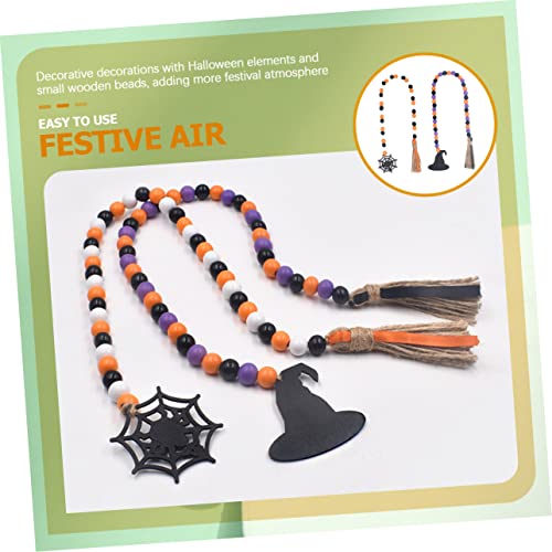 Cuentas de araña de Halloween PRETYZOOM, guirnalda de borla de madera estilo granja, 6 piezas. 8