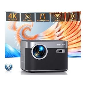 [Auto Focus/Keystone] TOPTRO X7 Android TV Projector with WiFi and Bluetooth, Smart Projector 4K Supported, 600 ANSI, Dust-proof, 50% Zoom, Outdoor Projector with Netflix/YouTube Built-in, 8000+ Apps