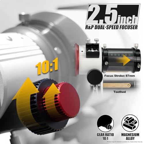 Image of SVBONY SV550 Triplet APO Telescope, 122mm F7 ED Glass Telescope for Adults High Powered, 2.5 inch Dual-Speed Focuser, 87mm Focus Travel Distance Refractor OTA, for Deep Space Astrophotography and Visual