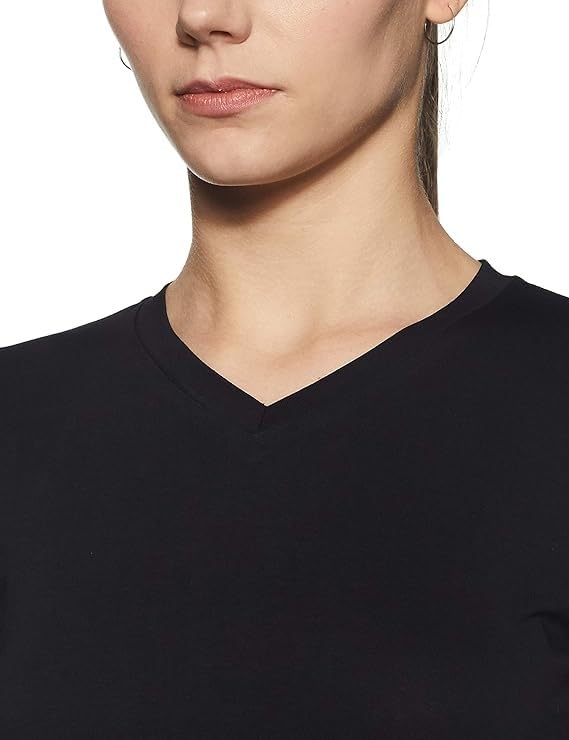 Image of Miss Chase Women's Maroon Super Soft V-Neck Short Sleeves Cotton Solid Regular Fit T-Shirt