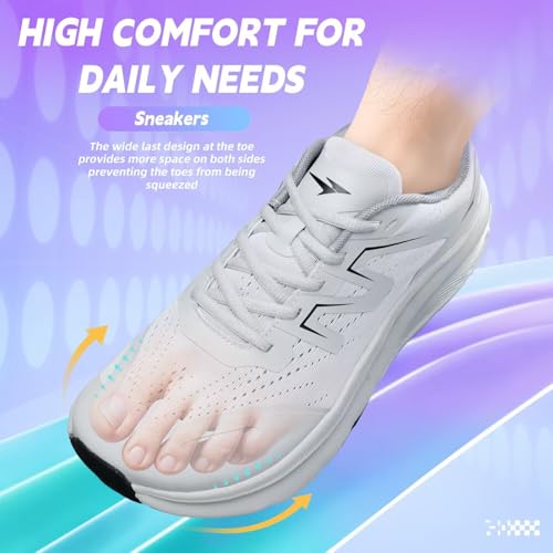 Image of KDN Men's Wide Toe Box Shoes Cushioned Road Running Shoes Non Slip Mens Walking Sneakers for Wide Feet Comfortable Athletic Gym Workout Shoes Wide Width