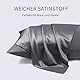 Fittia Satin Kissenbezug Premium Kopfkissenbezug Kissenhülle Haar- und Hautpflege Seidig mit Reißverschluss, 1 Stück, Dunkelgrau, 40x145cm