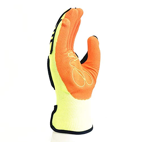 Rękawice robocze odporne na zużycie Rękawice robocze Poziom 5 Rękawice cięte Sandy Nitryl Powlekane Rękawice robocze Oilfield Oddychające (Color : Yellow, Size : XXL)
