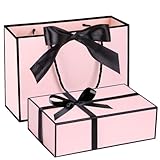 Magnetic Gift Box with Lids Ribbons and Gift Bag for Presents, 9.5x6x3'' Pink Gift Box with Bag Set for Women Girl Her, Cut Box for Bridesmaid Gifts, Christmas, New Year, Mother's Day, Halloween, Birthday, Wedding Gift box, Keepsake Boxes for Memories