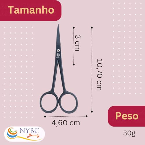 NYBC Beauty, Tesoura para Pelos e Sobrancelhas Preta 4