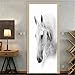ZOOINB 3D Türtapeten Fototapete Selbstklebend Tür Wandaufkleber Tierische Weiße Pferdekunst Türaufkleber Kunst Bild Pvc Fototapete Türfolie Poster Tapete Aufkleber Diy Wandbild Wasserdichte