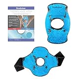 Brookstone Knee Ice Pack Wrap With Silica Beads - Hot and Cold Therapy for Pain Relief - Reusable for Swelling, Injuries, and Post-Surgery Recovery - Azure Blue