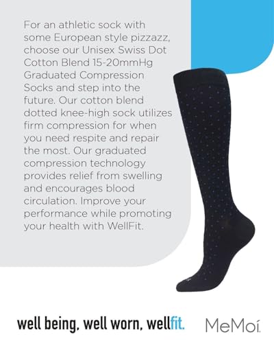 Image of MeMoi Wellfit Unisex Multi-Striped Cotton Blend 15-20mmHg Graduated Compression Socks
