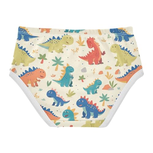 Wusikd Cartoon Dinosaur Colors Girls' Underwear Cotton Cute Girls Briefs Soft Toddler Underwear 2T2