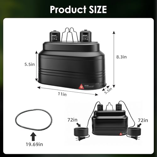MIXJOY Dual Reptile Light Fixture, Max 160W Heat Lamp with Separate Switches, Fits Light/Heat/UVB for Lizards, Turtles, Snakes, Amphibians