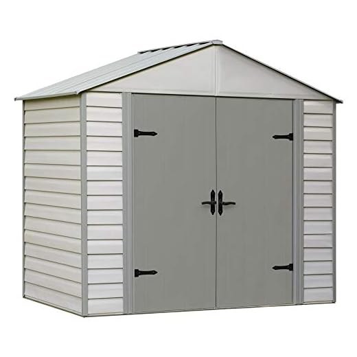 Arrow VVCS85 Viking High Gable, Stoney/Creamy Vanilla, 8 x 5 ft. Steel Storage Shed, 8" x 5"