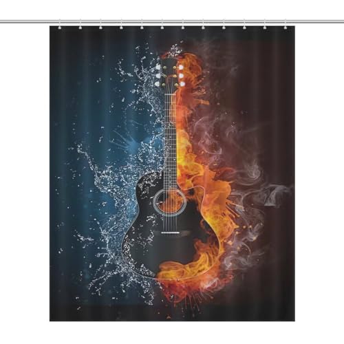 Rideau de douche guitare polyester imperméable lavable 152x183cm salle de bain - 7