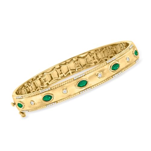 Ross-Simons 0.80 ct. t.w. Emerald and .26 ct. t.w. Diamond Bangle Bracelet in 18kt Gold Over Sterling