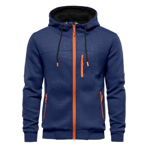 CTU Mens Hoodies Zip Up Long Sleeve Fleece Jacket Hooded Sweatshirt for Men Navy M
