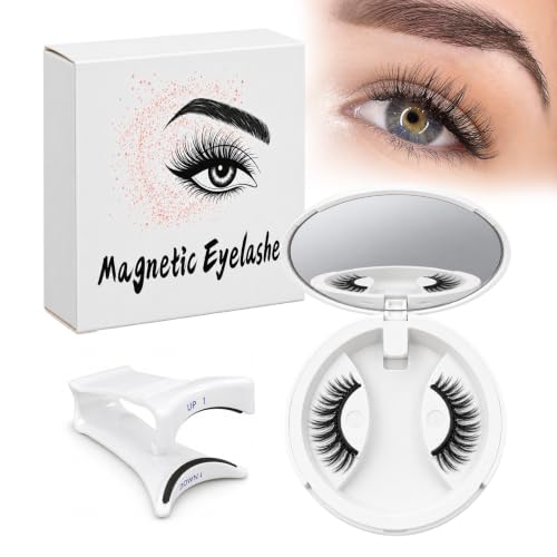 Pestañas Magnéticas Reutilizables con Aplicador, Naturales Sin Pegamento | Aplicador magnético preciso,pestañas postizas ligeras con estuche compacto.Fáciles de colocar para maquillaje diario y viaje.