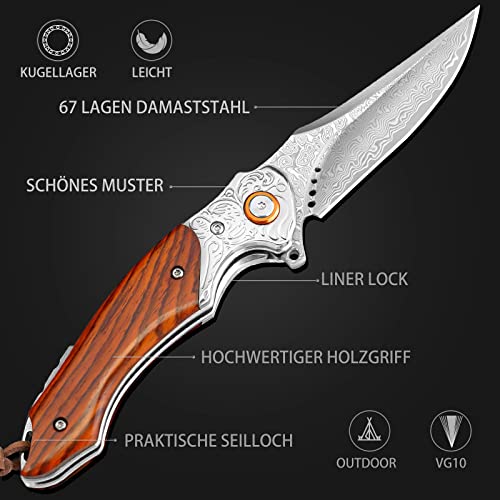 Damast Taschenmesser Lothar Tuna Klappmesser aus VG10 Damaststahl