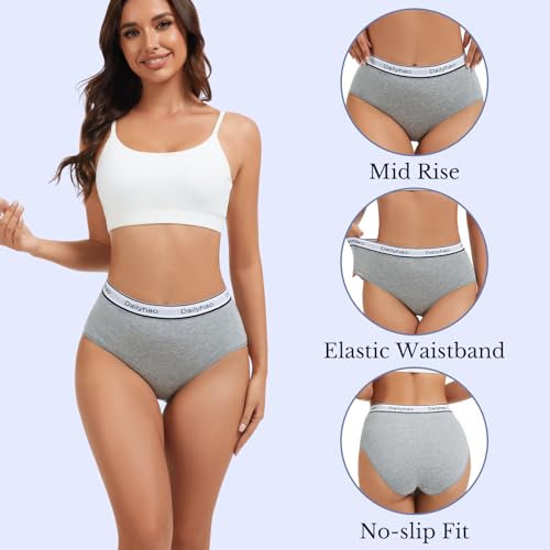 Image of Women's Cotton Underwear Mid Rise Full Coverage Soft Breathable Stretchy Solid Brief (5 Pack)