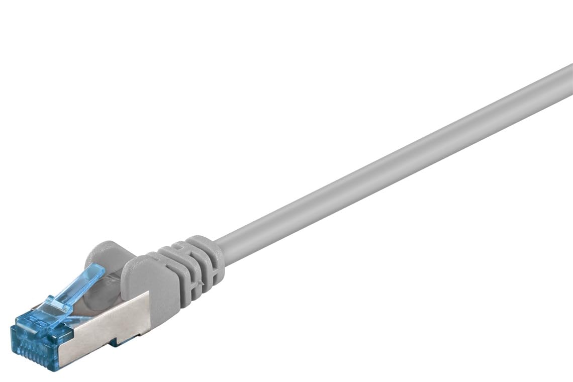 Goobay Cable de conexión CAT 6a, cable Ethernet, doble blindaje, S-FTP hasta 10000 Mbits, 500 Mhz, libre de halógenos, conectores RJ-45, contactos chapados en oro, 92693, 20 m, gris