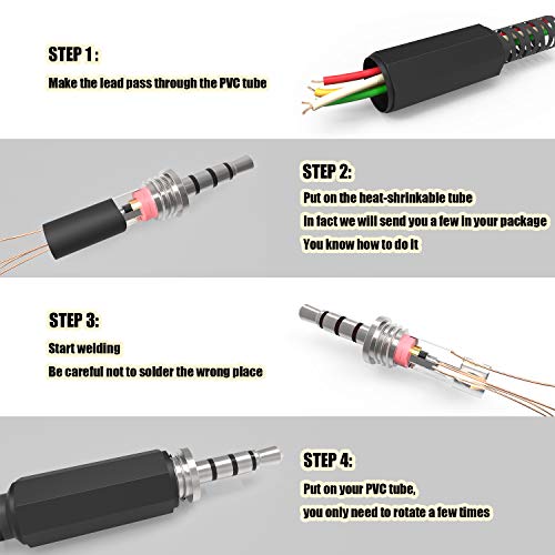 Conector de audio Auxiliar 3.5mm macho 4 polos 4 unidades miniatura 3