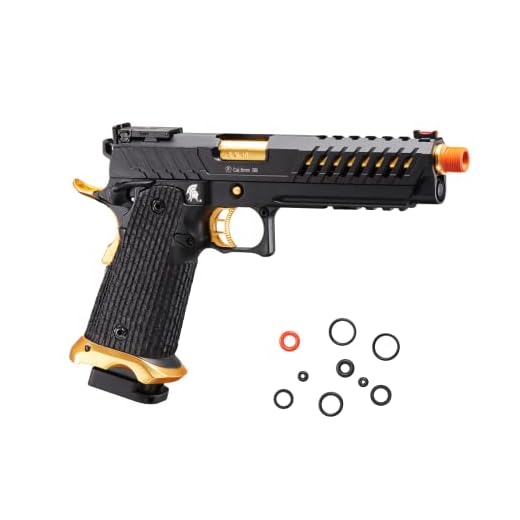 Lancer Tactical Knightshade Hi-Capa Gas Blowback Airsoft Pistol Lightweight Full Metal Slide High FPS Color: Black/Gold
