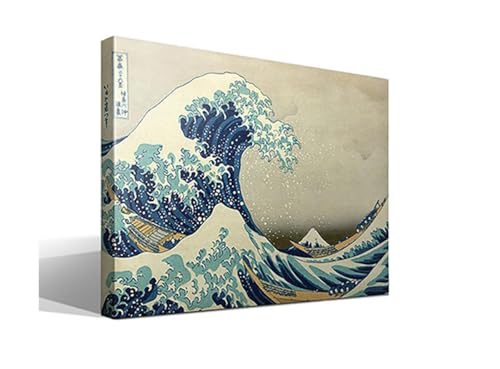 Cuadro Canvas La Gran Ola de Kanagawa de Katsushika Hokusai - Ancho: 95cm - Alto: 70cm - Bastidor: 3cm - Imagen alta resolución - Impresión sobre Lienzo de Algodón 100% - Fabricado en España
