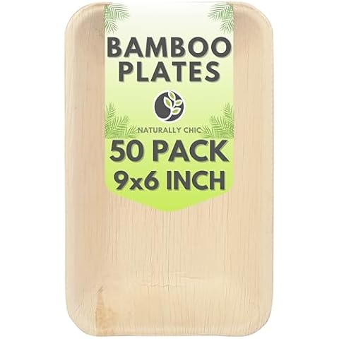 Naturally Chic Palm Leaf Plates Disposable Rectangular - 50 Pack Cover