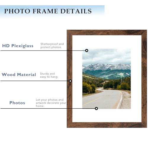 10x14 Picture Frame Deep Brown for 30 x 40cm Diamond Art Painting, Wood 10x14 Frame with 8.5x11 Mat for Wall Mounting, 30x40 cm Frame with Shatter-Resistant Plexiglass, Deep Brown, 1 Pack - Image 5