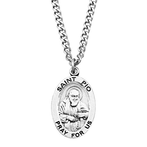 Rosemarie Collections Religious Saint Medal Pendant Necklace 24  (St Pio)