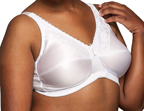 Nearly Me - Lace Bandeau Post Mastectomy Lumpectomy Pocket Bra #600 White (Size: 44C)