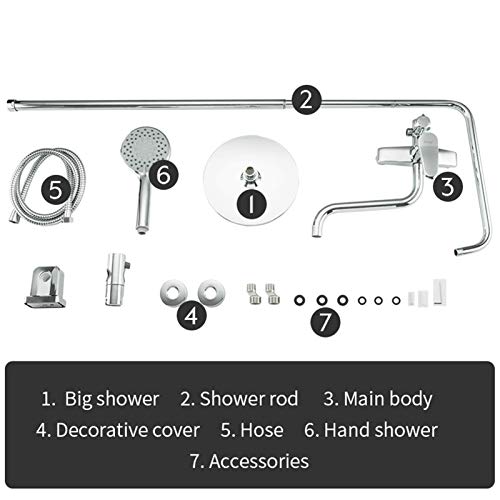 Robinet de douche en chrome éclatant avec mitigeur et colonne de pluie LWX pour salle de bain