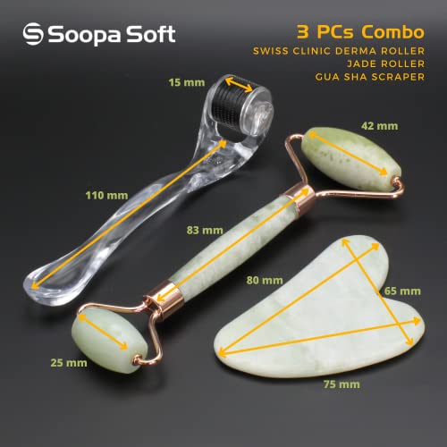 image for Soopa Facial Massage Kit Natural Stone Green Jade Roller and Gua Sha w