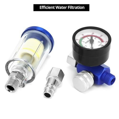 QWORK Air Pressure Regulator with Water Separator for Spray Guns, 1/4" Air Inlet, 0-140 PSI Work Pressure, Fit for Automotive and Industrial Use, 2 Pcs by QWORK - Used condition - Image 4