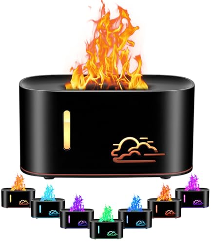 Fuxoro Difusor Aceites Esenciales Flame Difusor de Aroma de Llama 160 ml 7 Colores Flammen Aroma Diffuser Humidificador y Difusor De Aromas para Hogar Dormitorio Oficina Apagado Automático Silencioso