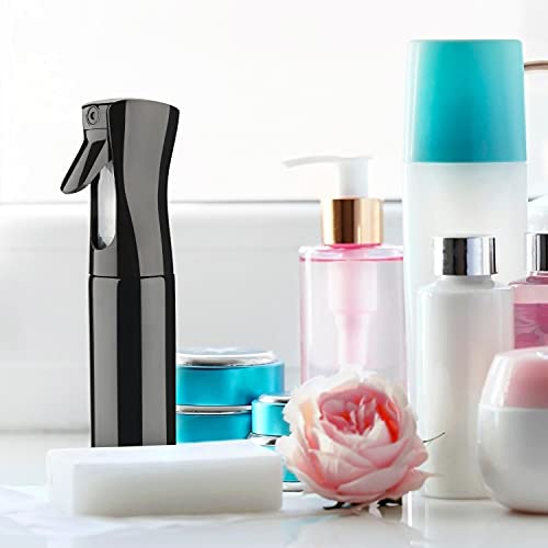 Foto von Belle Vous Sprühflasche Haare Schwarz (300ml) – Wasserzerstäuber Sprühnebler Kontinuierlich – Aerosol Wasser Spray Feiner Zerstäuber Leer – Friseur Sprühflasche, Reinigen, Pflanzen Sprühflasche, Tiere
