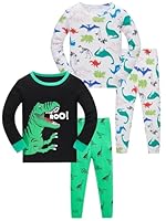 SOIBEEN Pyjamas für Jungen Dinosaurier Schlafkleidung Baumwolle Nachtkleidung 4-teilige Kinder Langarm PJs Set 4 Jahre