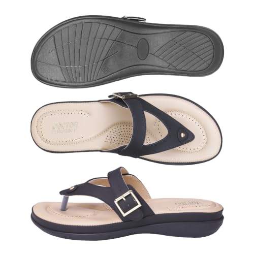 Image of DOCTOR EXTRA SOFT Women's Flat Comfortable Memory Foam Slippers /Flip-Flops Fashion Stylish Casual Diabetic Orthopedic Lightweight Synthetic Slip-on Sandals with Adjustable Strap for Girls /LadiesD-623