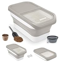 Druuzyl Hundefutter Aufbewahrungsbox 10kg - Faltbarer Futterbehälter für Trockenfutter mit Deckel, Messbecher & Löffel, Luftdicht, Haustierfutter-Container für Hund/Katze mit Faltbare Hundenapf