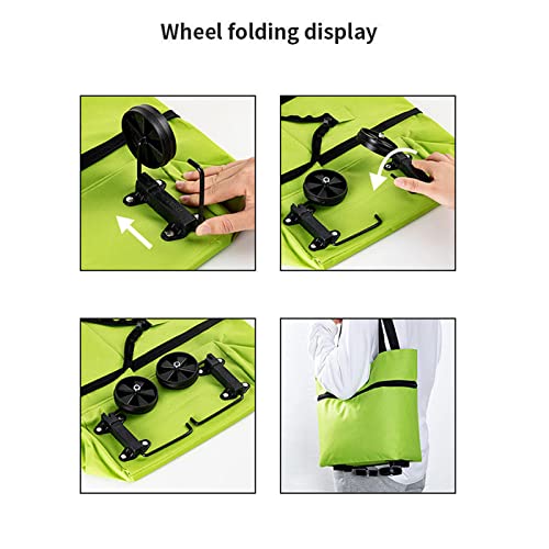 2 in 1 Faltbarer Einkaufstüten, Einkaufstrolley mit 2 Rädern Wiederverwendbar Einkaufstaschen für Hause Supermarkt -Red – Bild 4
