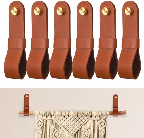 6 Pcs Leather Curtain Rod Hold...
