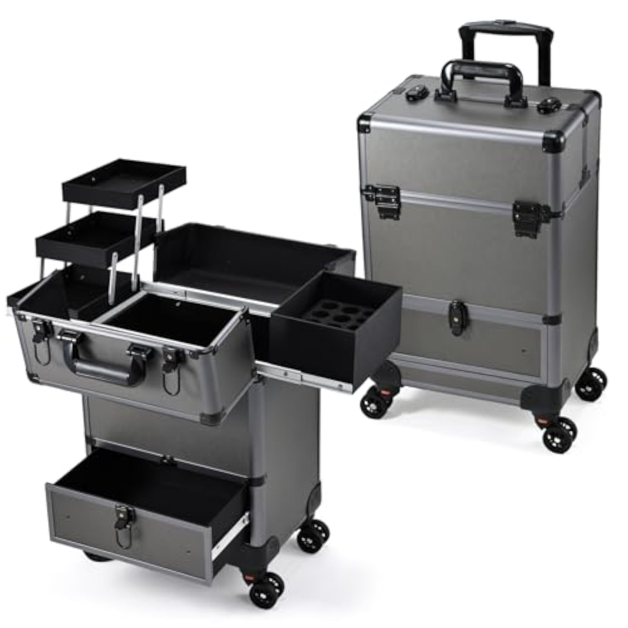 Portable Cosmetic Trolley with Drawer and Wheels