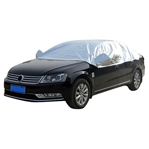 Yinuoday Car Cover UV Protection Dust Proof Half Semi Car Protection Cover Universal Windproof Snowproof Car Protector Cover